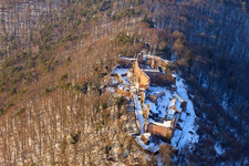 Aerial view of Madenburg in Eschbach in the state Rhineland-Palatinate, Germany