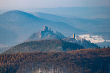 Trifels from the south in winter in Annweiler am Trifels in the state Rhineland-Palatinate, Germany