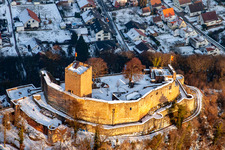 Bird's eye view of Landeck Ruins in Klingenmünster in the state Rhineland-Palatinate, Germany