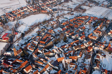Winter snow-covered village view in the district Kapellen in Kapellen-Drusweiler in the state Rhineland-Palatinate, Germany