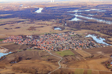 View of the town from the southwest in Leimersheim in the state Rhineland-Palatinate, Germany