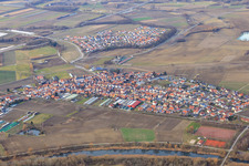View of the town from the southeast in Neupotz in the state Rhineland-Palatinate, Germany