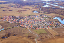 Aerial view of View of the town from the southwest in Leimersheim in the state Rhineland-Palatinate, Germany