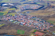 Aerial view of View of the town from the southeast in Neupotz in the state Rhineland-Palatinate, Germany