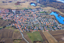 Aerial photograpy of View of the town from the southwest in Leimersheim in the state Rhineland-Palatinate, Germany
