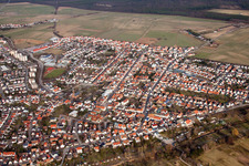 From the west in the district Linkenheim in Linkenheim-Hochstetten in the state Baden-Wuerttemberg, Germany