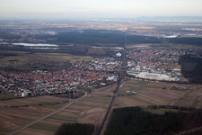 Town View of the streets and houses of the residential areas in Graben-Neudorf in the state Baden-Wurttemberg