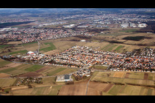 From the west in the district Neuthard in Karlsdorf-Neuthard in the state Baden-Wuerttemberg, Germany