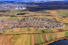 Aerial view of From the west in the district Neuthard in Karlsdorf-Neuthard in the state Baden-Wuerttemberg, Germany