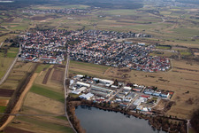 Aerial view of Spöck from the north in the district Neuthard in Karlsdorf-Neuthard in the state Baden-Wuerttemberg, Germany