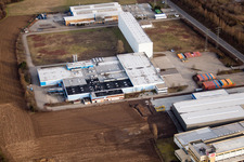 Industrial area on the highway in Bruchsal in the state Baden-Wuerttemberg, Germany