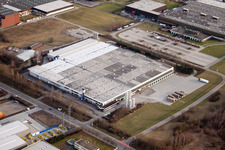 Aerial view of Industrial area on the highway in Bruchsal in the state Baden-Wuerttemberg, Germany