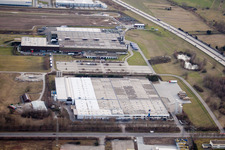 Industrial area on the motorway Refresco Group in Bruchsal in the state Baden-Wuerttemberg, Germany