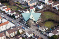 Aerial view of St. Joseph in Bruchsal in the state Baden-Wuerttemberg, Germany