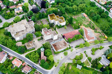 Aerial view of SW, Reuchlin Gymnasium in the district Südweststadt in Pforzheim in the state Baden-Wuerttemberg, Germany