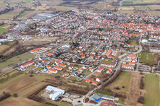 Town View of the streets and houses of the residential areas in the district Bad Mingolsheim in Bad Schoenborn in the state Baden-Wurttemberg