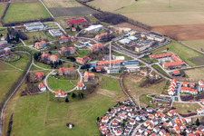 Oblique view of Hospital grounds of the Clinic Psychiatric Centre North-Baden in Wiesloch in the state Baden-Wurttemberg, Germany