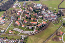 Hospital grounds of the Clinic Psychiatric Centre North-Baden in Wiesloch in the state Baden-Wurttemberg, Germany from above