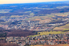 Aerial view of View of the town from the west in the district Gauangelloch in Leimen in the state Baden-Wuerttemberg, Germany