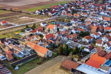 Aerial photograpy of Church of St. Martin in the district Mörlheim in Landau in der Pfalz in the state Rhineland-Palatinate, Germany