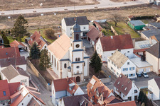 Church building of St. Martin in the village of in the district Moerlheim in Landau in der Pfalz in the state Rhineland-Palatinate, Germany