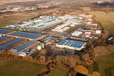Aerial view of Michelin tire factory in the Landau Ost industrial area in Landau in der Pfalz in the state Rhineland-Palatinate, Germany