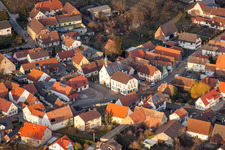 Aerial photograpy of Town View of the streets and houses of the residential areas in Bornheim in the state Rhineland-Palatinate