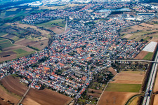 View of the town from the northeast in Ketsch in the state Baden-Wuerttemberg, Germany