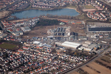 Industrial estate and company settlement Schuette-Lanz-Park in the district Rheinau in Bruehl in the state Baden-Wurttemberg out of the air