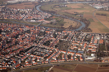 Aerial view of District Seckenheim in Mannheim in the state Baden-Wuerttemberg, Germany