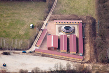 Oblique view of Forest racecourse of the Baden Racing Club in the district Seckenheim in Mannheim in the state Baden-Wuerttemberg, Germany