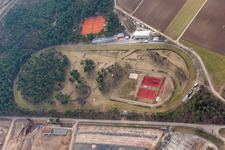 Forest racecourse of the Baden Racing Club in the district Seckenheim in Mannheim in the state Baden-Wuerttemberg, Germany from above