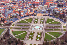 Rondell in the Arion Fountain in the Schwetzingen Palace Park in Schwetzingen in the state Baden-Wuerttemberg, Germany from above