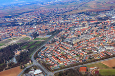 View of the town from the southwest in Schwetzingen in the state Baden-Wuerttemberg, Germany