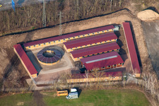 Aerial view of Racetrack racecourse Waldrennbahn Seckenheim in the district Seckenheim in Mannheim in the state Baden-Wurttemberg, Germany