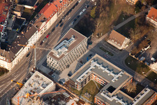 Oblique view of Seckenheimer Landstr in the district Neuostheim in Mannheim in the state Baden-Wuerttemberg, Germany