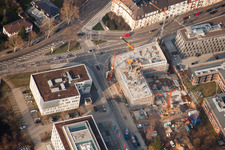 Aerial photograpy of Project EASTSITE of BAU Bauträgergesellschaft mbH in the district Neuostheim in Mannheim in the state Baden-Wuerttemberg, Germany