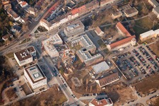Aerial photograpy of Konrad Zuse Ring in the district Neuostheim in Mannheim in the state Baden-Wuerttemberg, Germany