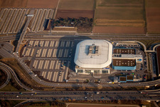 Aerial view of Event and music-concert grounds of the SAP Arena in Mannheim in the state Baden-Wurttemberg, Germany