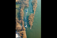 Motorboat harbor in the district Rheinau in Mannheim in the state Baden-Wuerttemberg, Germany