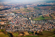 Aerial photograpy of District Rohrhof in Brühl in the state Baden-Wuerttemberg, Germany