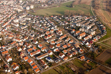 Oblique view of District Rohrhof in Brühl in the state Baden-Wuerttemberg, Germany