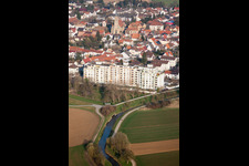 Town View of the streets and houses of the residential areas in the district Rheinau in Bruehl in the state Baden-Wurttemberg
