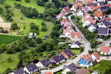 Aerial view of Mühlgasse in the district Obernhausen in Birkenfeld in the state Baden-Wuerttemberg, Germany