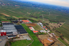 Aerial view of At the Ahlmühle, German Wine Gate eG in Ilbesheim bei Landau in the state Rhineland-Palatinate, Germany