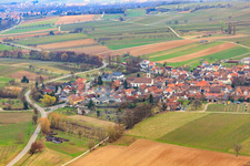 Aerial view of Village view from the north in Göcklingen in the state Rhineland-Palatinate, Germany