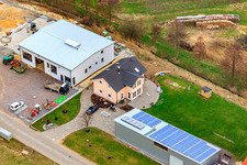 Industrial estate An der Ahlmühle, Bähr Weinbautechnik GmbH in Ilbesheim bei Landau in the state Rhineland-Palatinate, Germany out of the air
