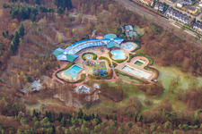 Aerial view of Water park Wörth am Rhein in Wörth am Rhein in the state Rhineland-Palatinate, Germany