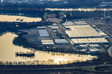 Daimler truck factory from the west in the morning light in Wörth am Rhein in the state Rhineland-Palatinate, Germany