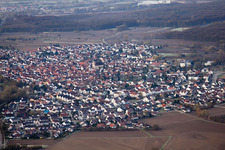 Aerial view of From the northeast in Hagenbach in the state Rhineland-Palatinate, Germany